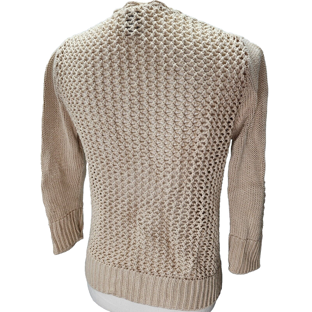 GAP Sweater Women’s Small/Med Tan Button-Up Cardigan Open Knit Sheer Lightweight - Picture 5 of 11